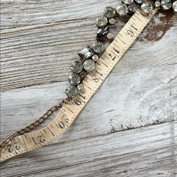 Brass Rhinestone Statement Necklace Geometric - Picture 7 of 7